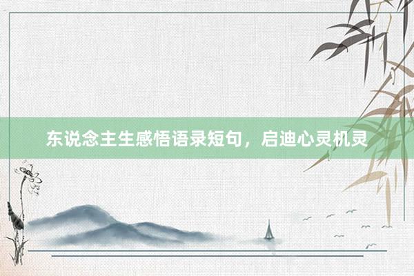 东说念主生感悟语录短句，启迪心灵机灵